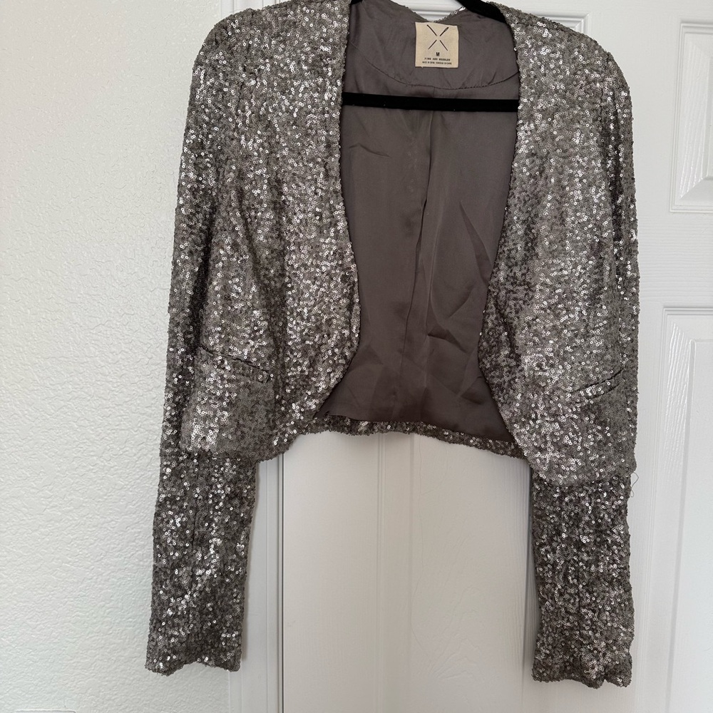 Pins & Needles Metallic Sequin crop Jacket